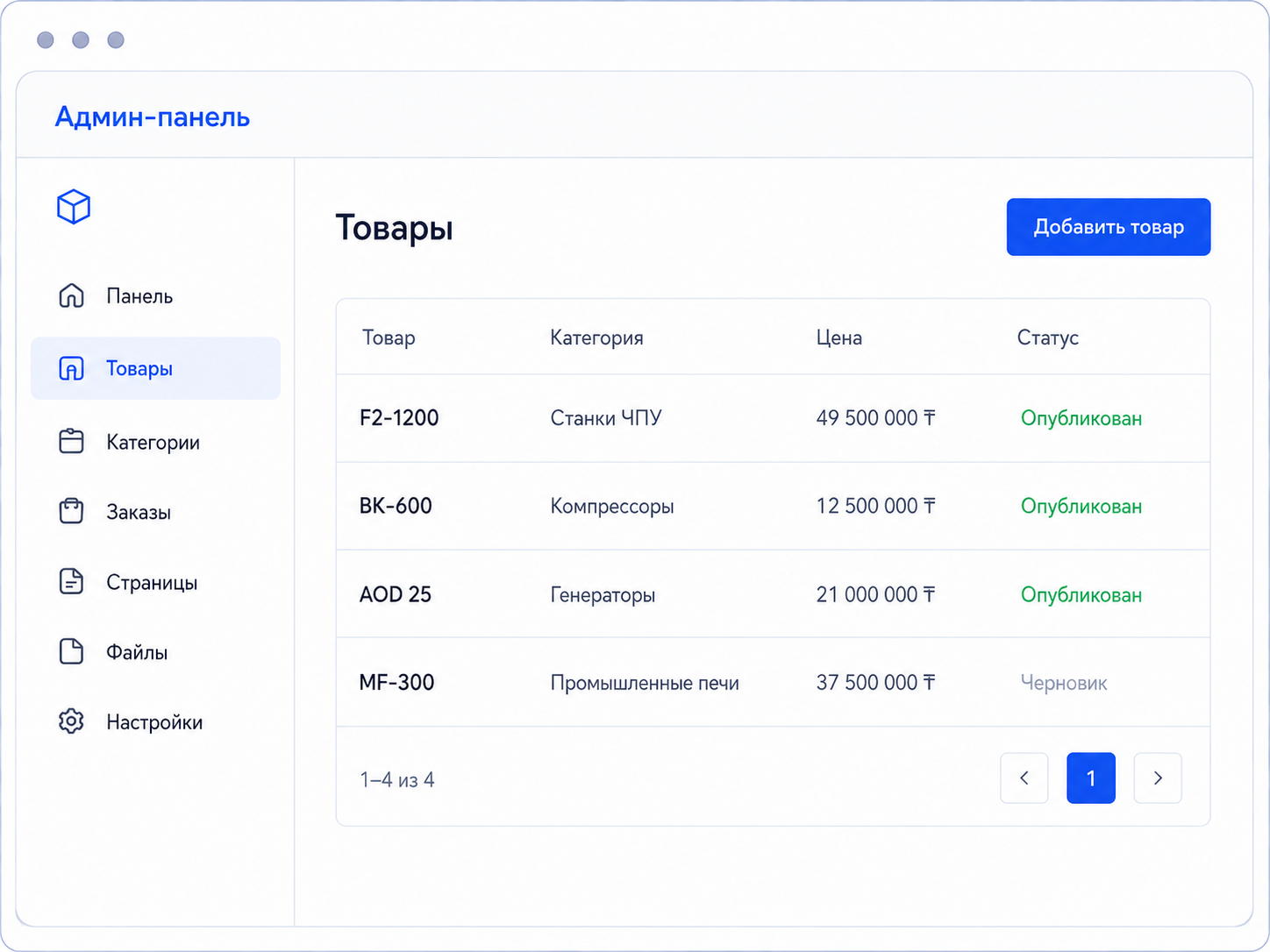 Административная часть сайта